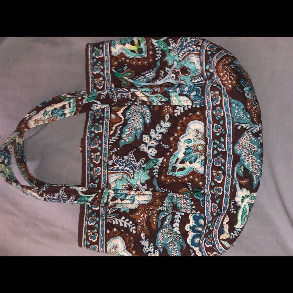 Vera Bradley brown and blue quilted tote
